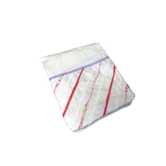 Croft & Barrow Designer Cotton Shower Curtain White Pink Purple Ruffle Fabric 72 - Picture 1 of 5